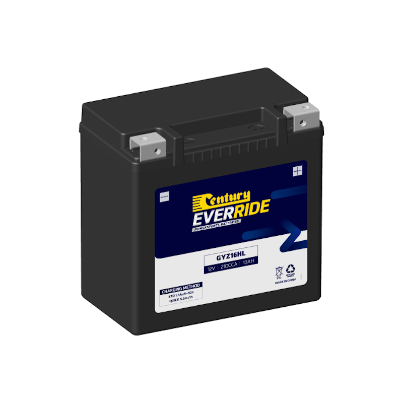 GYZ16HL Century EverRide Heavy Duty AGM Battery 210CCA 13AH