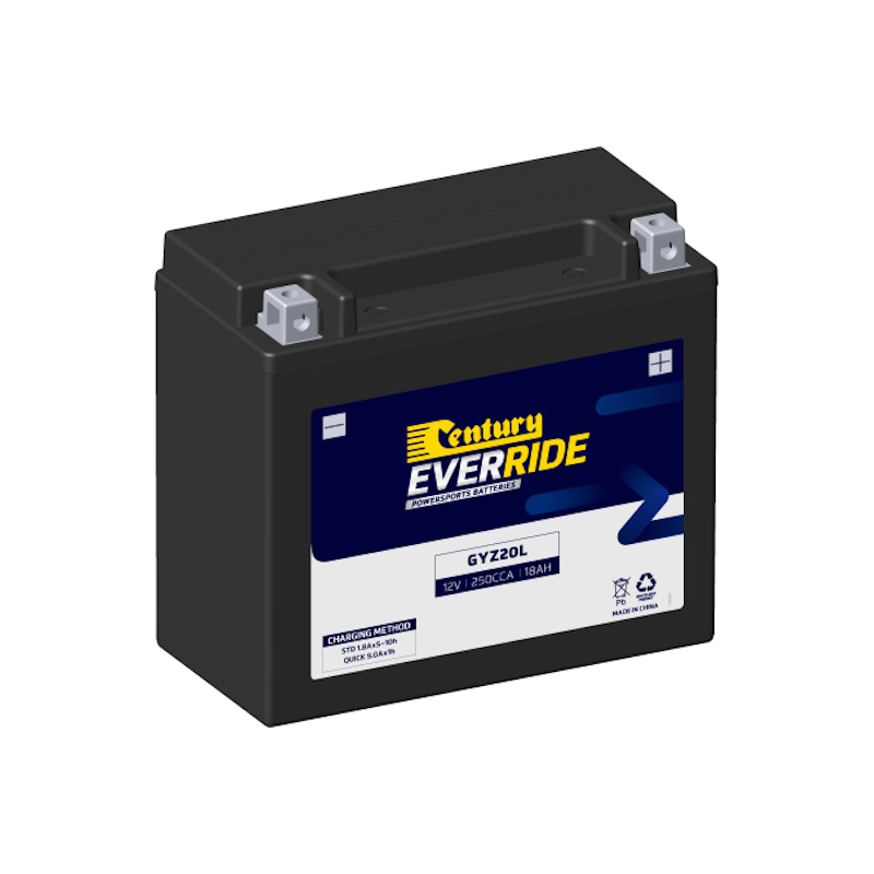 GYZ20L Century EverRide Heavy Duty AGM Battery 250CCA 18AH