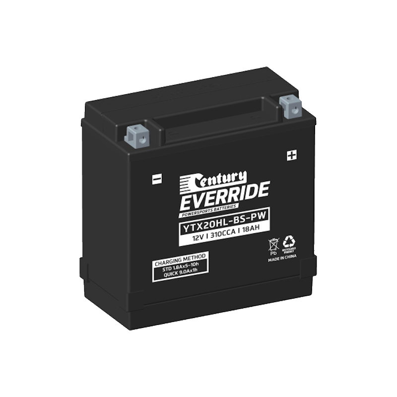 YTX20HL-BS-PW Century EverRide Hi Performance AGM Battery 310CCA 18AH