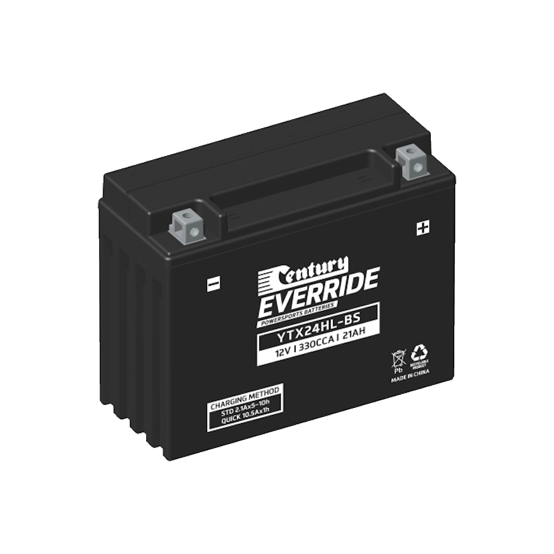 YTX24HL-BS Century EverRide Hi Performance AGM Battery 330CCA 21AH