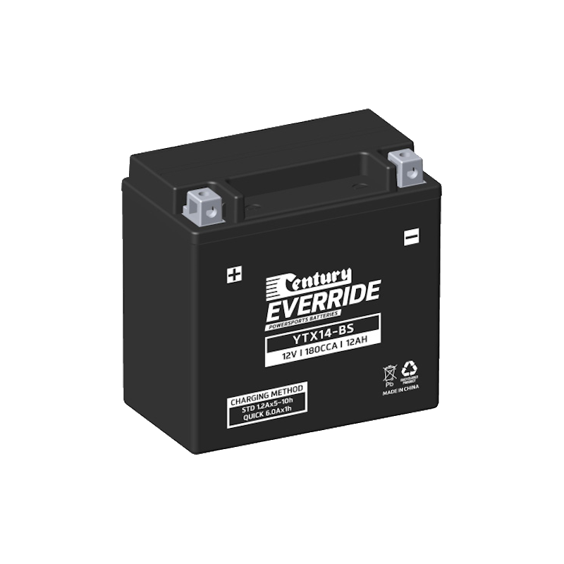 YTX14-BS Century EverRide MF AGM Battery 180CCA 12AH