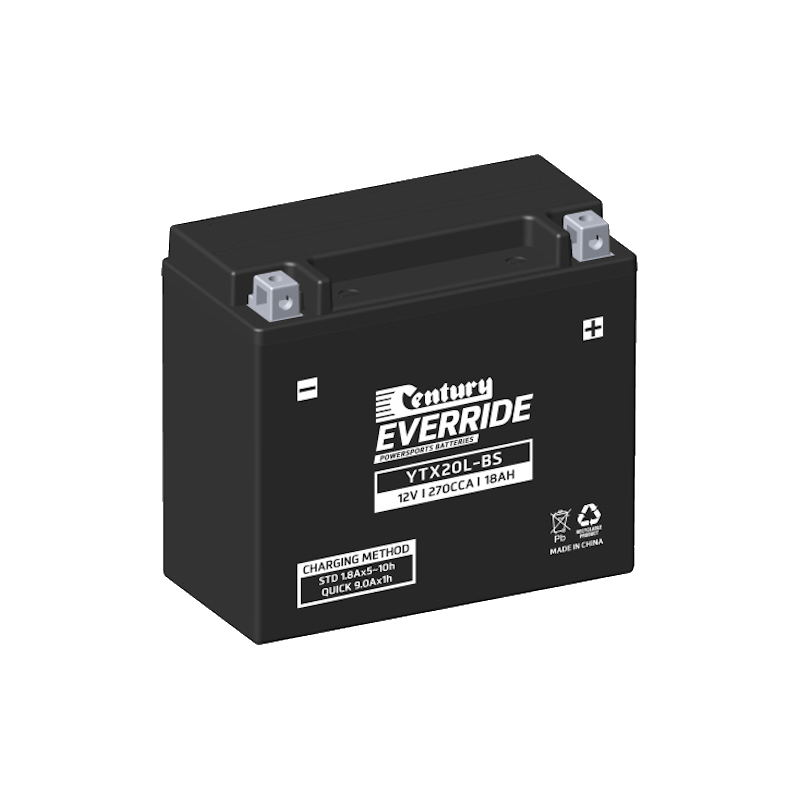 YTX20L-BS Century EverRide MF AGM Battery 270CCA 18AH