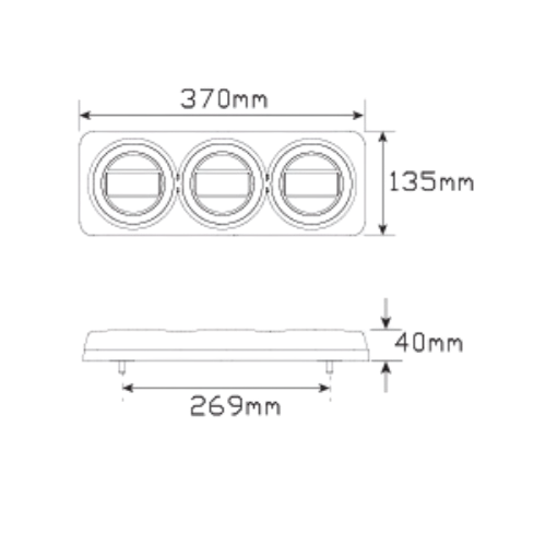 LED Autolamps - LED Black Chrome Reverse with Reflex Reflector 12-24V | Stop/Tail/Indicator Lights