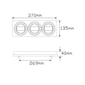 LED Autolamps - LED Black Chrome Reverse with Reflex Reflector 12-24V | Stop/Tail/Indicator Lights