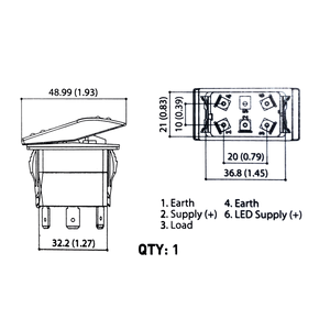 Rocker Switch Winch Mom On/Off Mom On Blue
