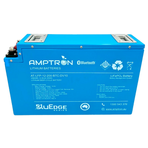 Amptron Lithium Battery 12V 200Ah / 200A Continuous discharge LiFePO4 Slimline BluEdge Series
