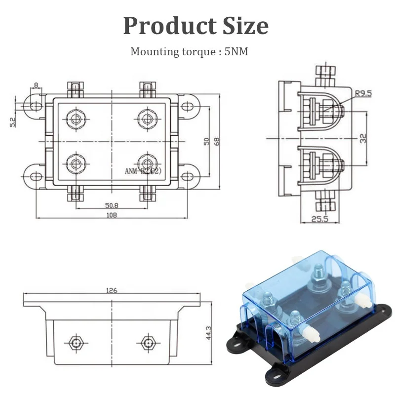 Mega Fuse Holder Twin with Cover