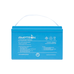 Amptron 24V 50Ah / 70A Cont. Discharge LiFePO4 Lithium Battery