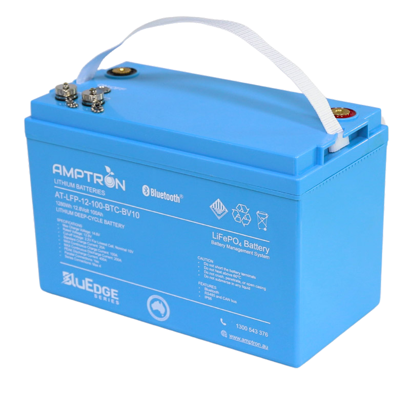 Bluedge Amptron Lithium 12V 100Ah/ 200A Cont. discharge BluEdge LiFePO4 Battery w/ Bluetooth, RS485 & CANbus