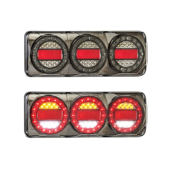 LED Autolamps - LED Black Chrome Reverse with Reflex Reflector 12-24V | Stop/Tail/Indicator Lights