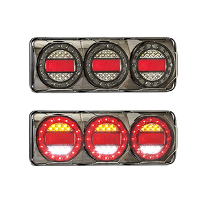 LED Autolamps - LED Black Chrome Reverse with Reflex Reflector 12-24V | Stop/Tail/Indicator Lights