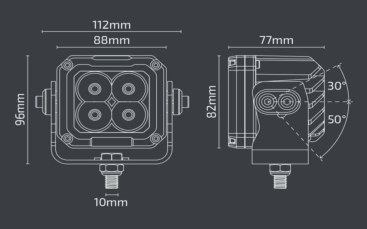 NoxSolis LED 3.5" Worklight 40W Flood SINGLE