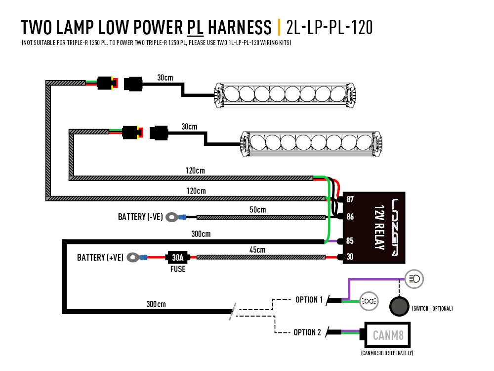 2l-lp-12 Lazerlamps Two-Lamp Harness Kit W/Splice (Position Light, 12V) | Light Wiring perth pro auto electric parts