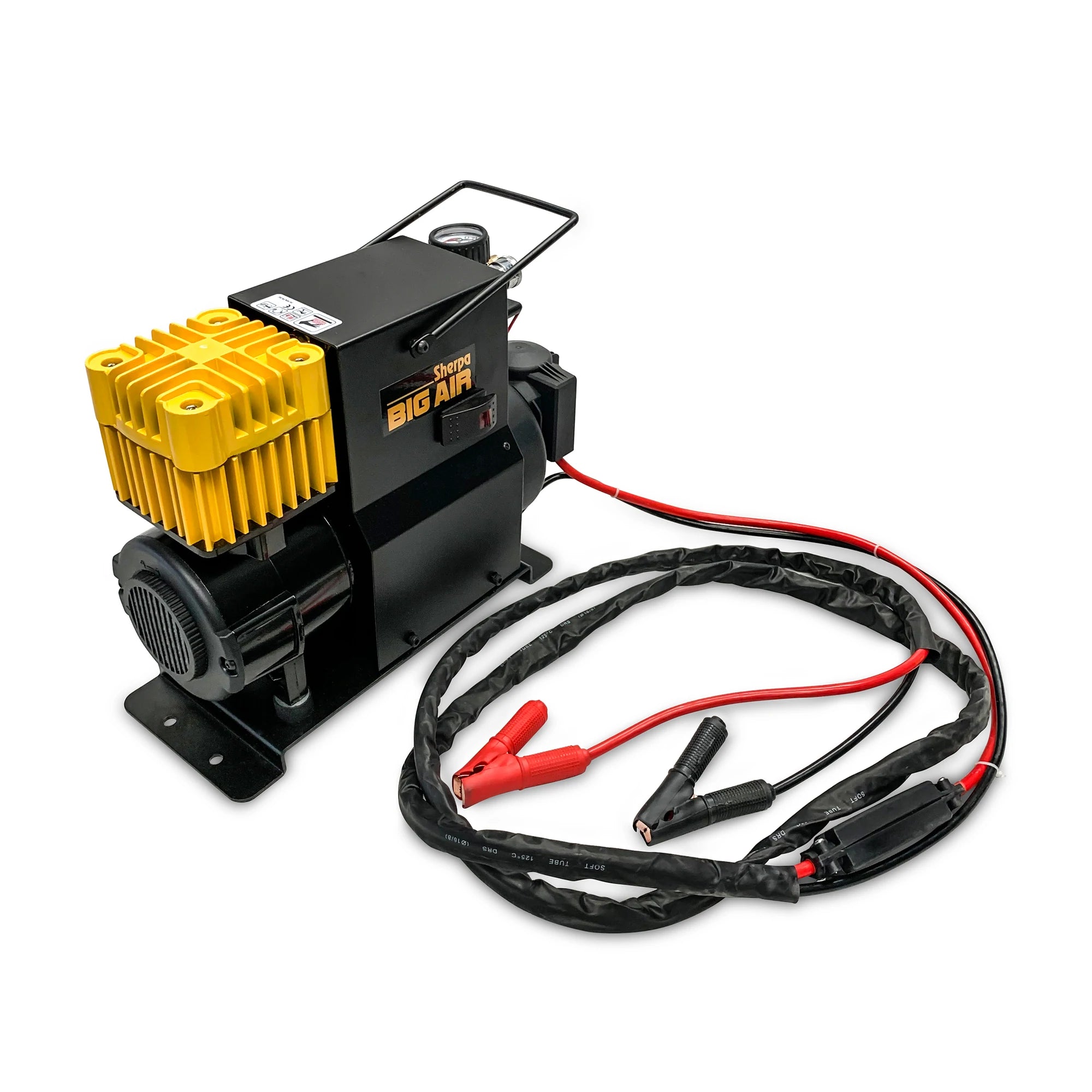 PORTABLE 12V OIL FREE AIR COMPRESSOR Sherpa have built on their high performance winch designs to couple a massive electric motor to a completely new air compressor. The Sherpa BIG AIR is an oil free compressor that has been optimised to deliver air up to 90 PSI meaning it can deliver higher volumes at more usable pressures. | Perth Pro Auto