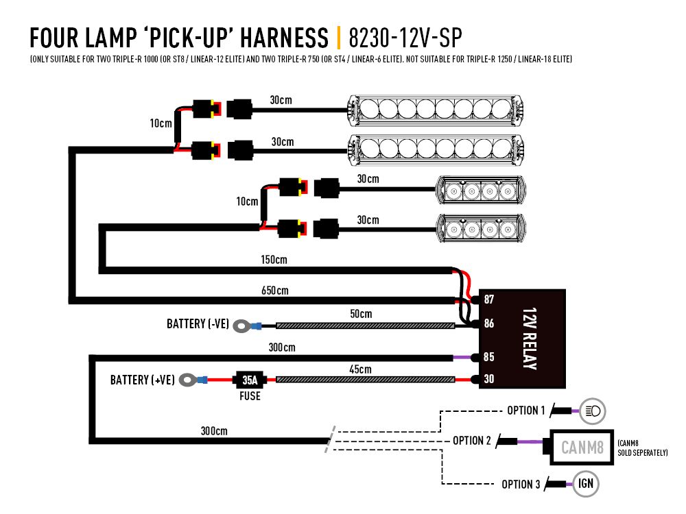Lazerlamps Four - Lamp Harness Kit W/ Splice (Low Power, 12V) | Light Wiring perth pro auto electric parts