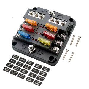 Fuse Block 6 Way Fuse Negative Bus Bar & Red LED & Fuses | Power Distribution