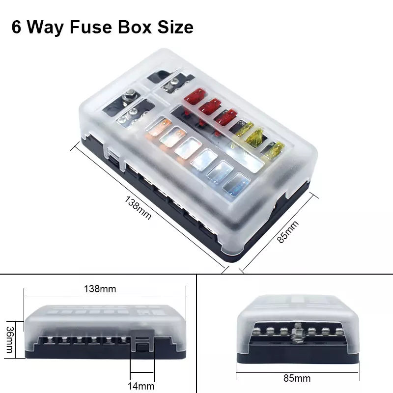 Fuse Block 12 Way Fuse Negative Bus Bar & Red LED & Fuses | Power Distribution