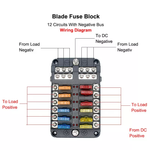 Load image into Gallery viewer, Fuse Block 12 Way Fuse Negative Bus Bar &amp; Red LED &amp; Fuses | Power Distribution
