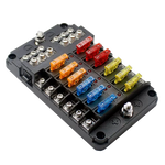 Load image into Gallery viewer, Fuse Block 12 Way Fuse Negative Bus Bar &amp; Red LED &amp; Fuses | Power Distribution
