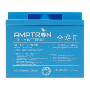 Amptron Lithium Battery 12V 50 Ah / 70A Continuous discharge LiFePO4