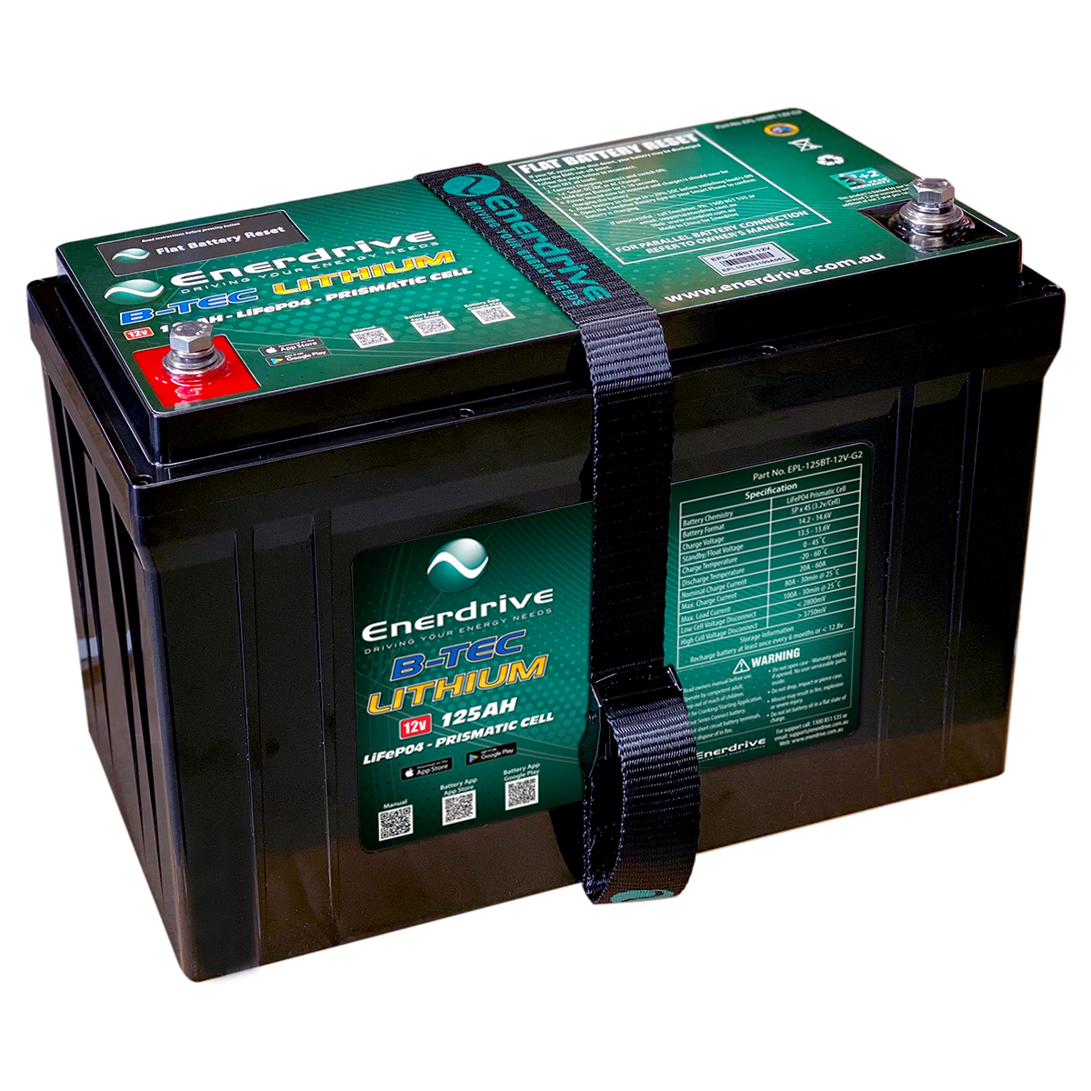 Enerdrive B-TEC 12V 125Ah G2 Lithium Battery | Lithium perth pro auto electric parts