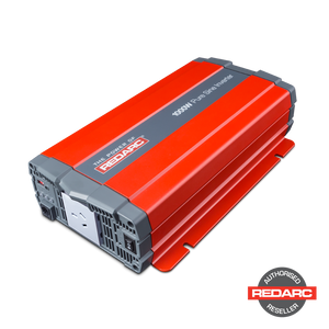 Photo of the Redarc 12V 1000W Inverter (Model R-12-1000RS) with a compact and rugged design, LED display for easy monitoring, and mounting feet for easy installation | Perth pro auto electric parts | Autorised redarc reseller